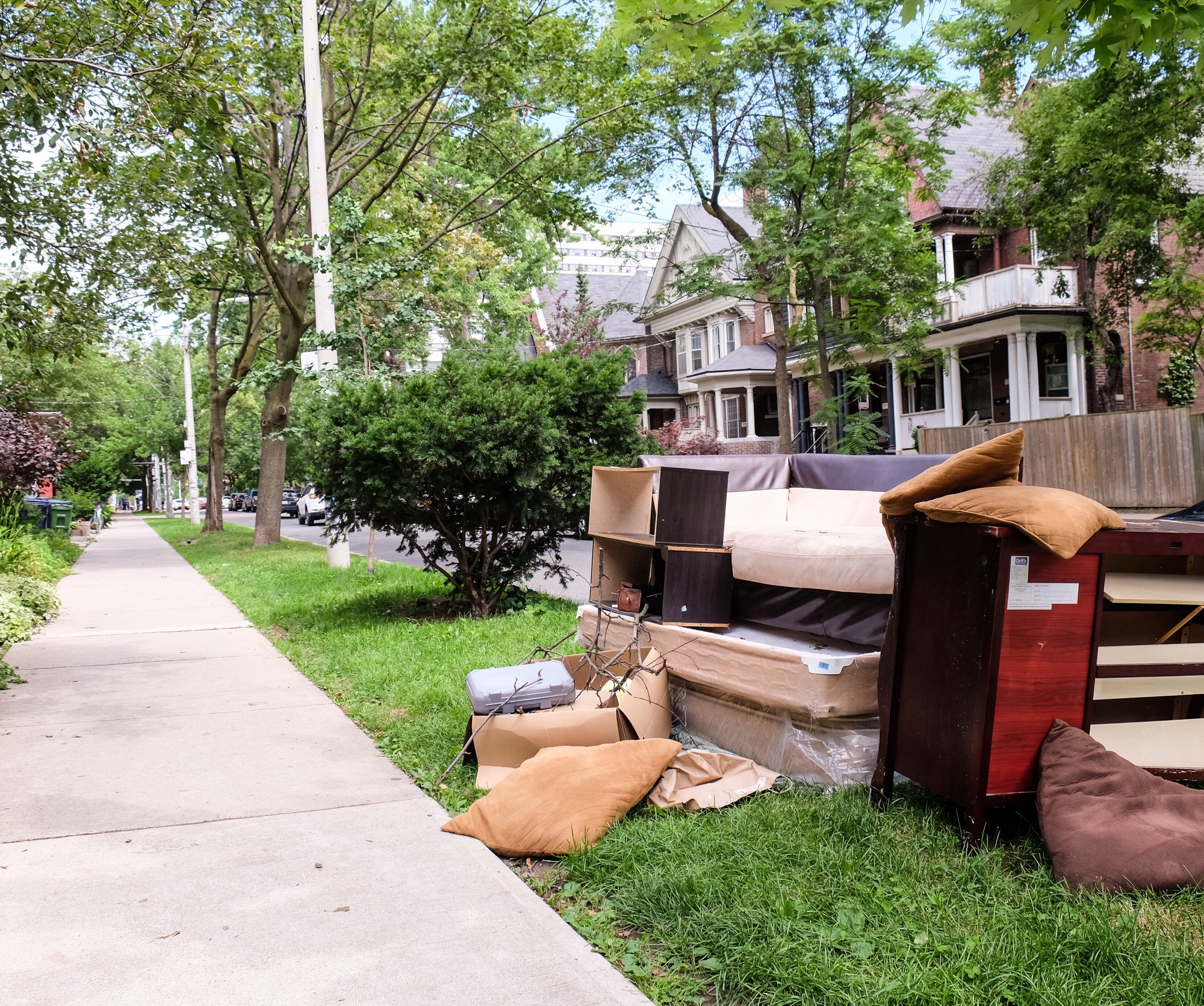 Furniture waiting for recycling on the sidewalk