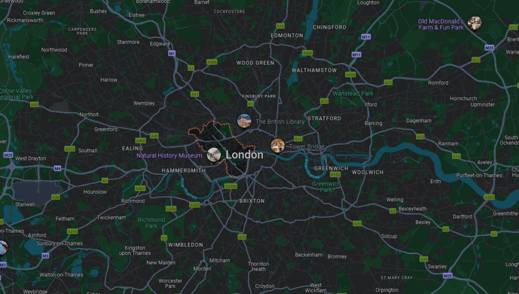 Map of the London borough of Westminster depicting the service area for waste management services of Waste Predators.