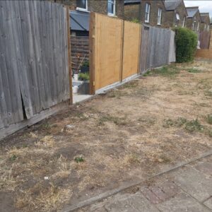 After: garden cleared of fence panels and timber